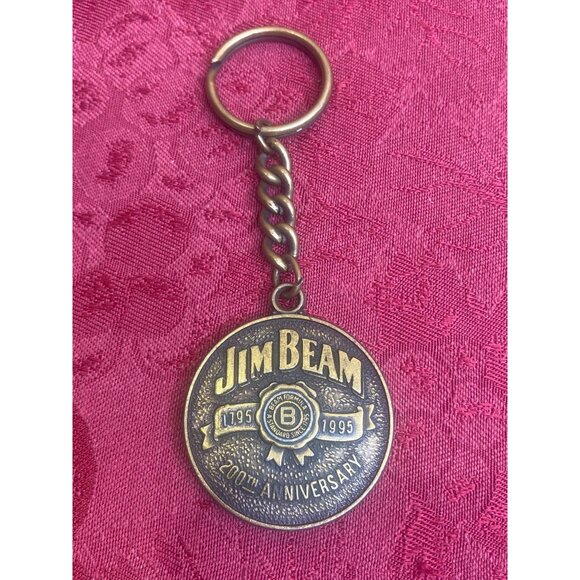 Vintage Jim Beam 200th Anniversary Keychain Fob Key Ring Brass - Picture 2 of 5